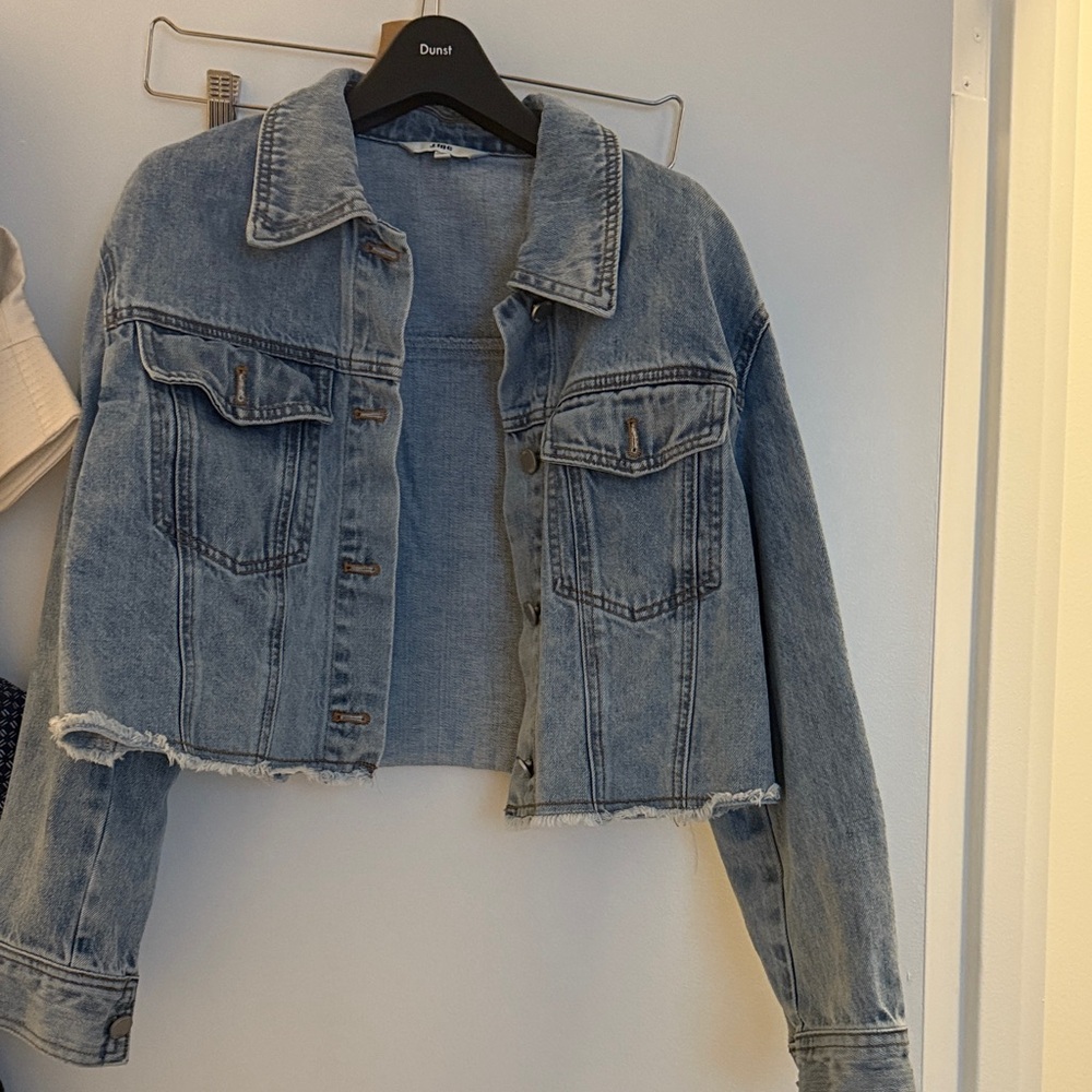 Blue Cropped Denim Jacket